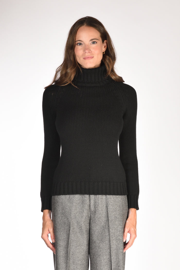 Base Milano Maglia Collo Alto Nero Donna - 2