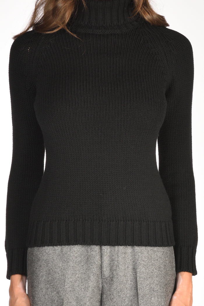 Base Milano Maglia Collo Alto Nero Donna - 3