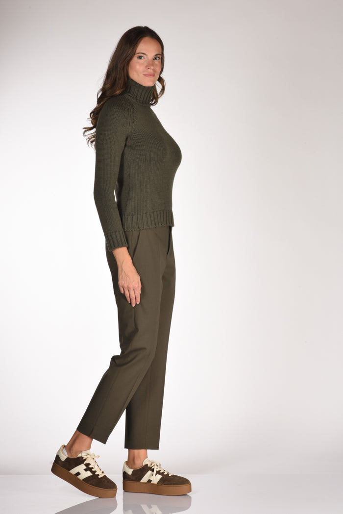 Base Milano Maglia Collo Alto Verde Scuro Donna - 4