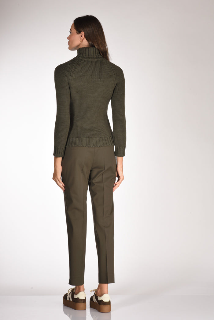 Base Milano Maglia Collo Alto Verde Scuro Donna - 5