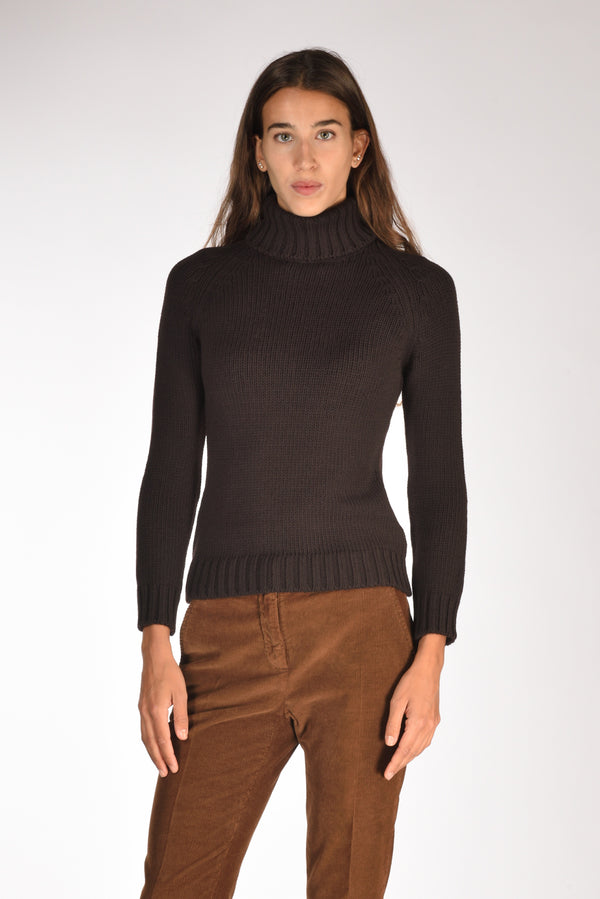 Base Milano Maglia Collo Alto Marrone Donna