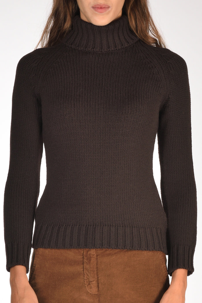 Base Milano Maglia Collo Alto Marrone Donna - 3