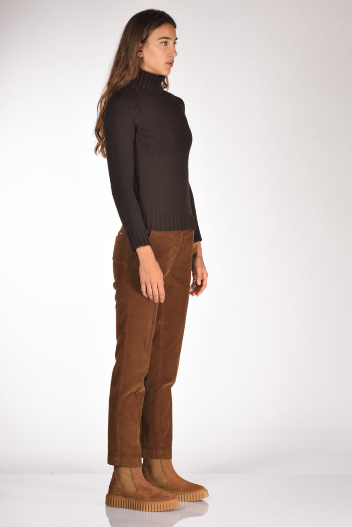 Base Milano Maglia Collo Alto Marrone Donna - 4