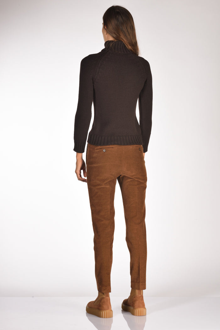 Base Milano Maglia Collo Alto Marrone Donna - 5