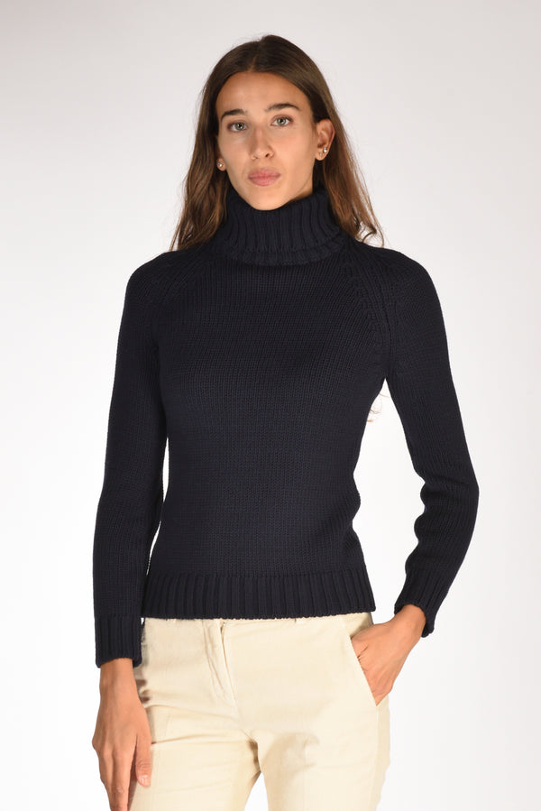 Base Milano Maglia Collo Alto Blu Donna