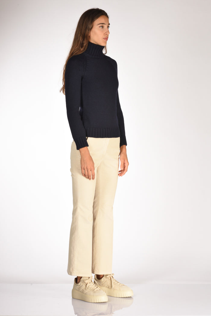 Base Milano Maglia Collo Alto Blu Donna - 4