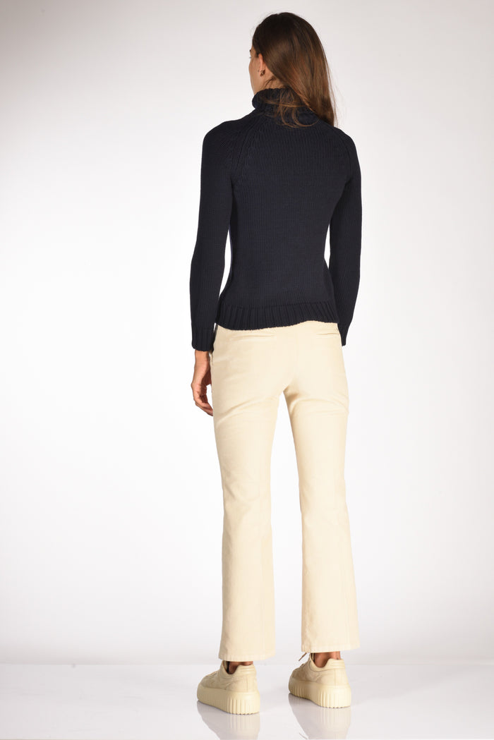 Base Milano Maglia Collo Alto Blu Donna - 5