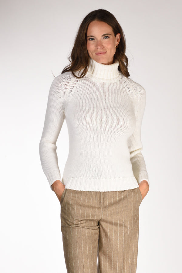 Base Milano Maglia Collo Alto Bianco Donna