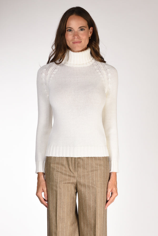 Base Milano Maglia Collo Alto Bianco Donna-2