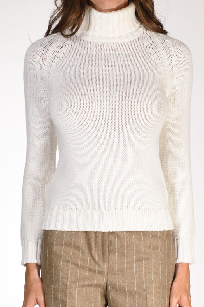 Base Milano Maglia Collo Alto Bianco Donna - 3