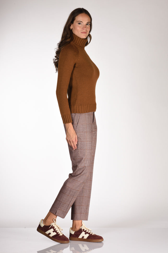 Base Milano Maglia Collo Alto Beige Cammello Donna - 4