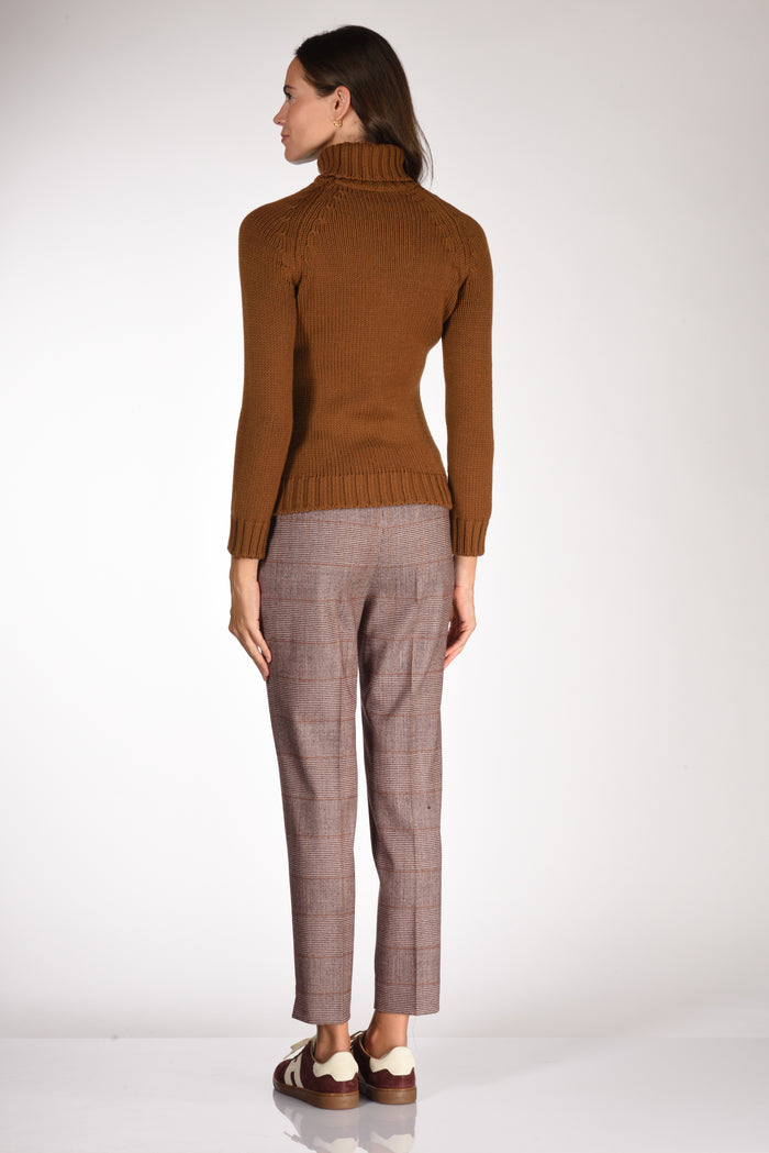 Base Milano Maglia Collo Alto Beige Cammello Donna - 5