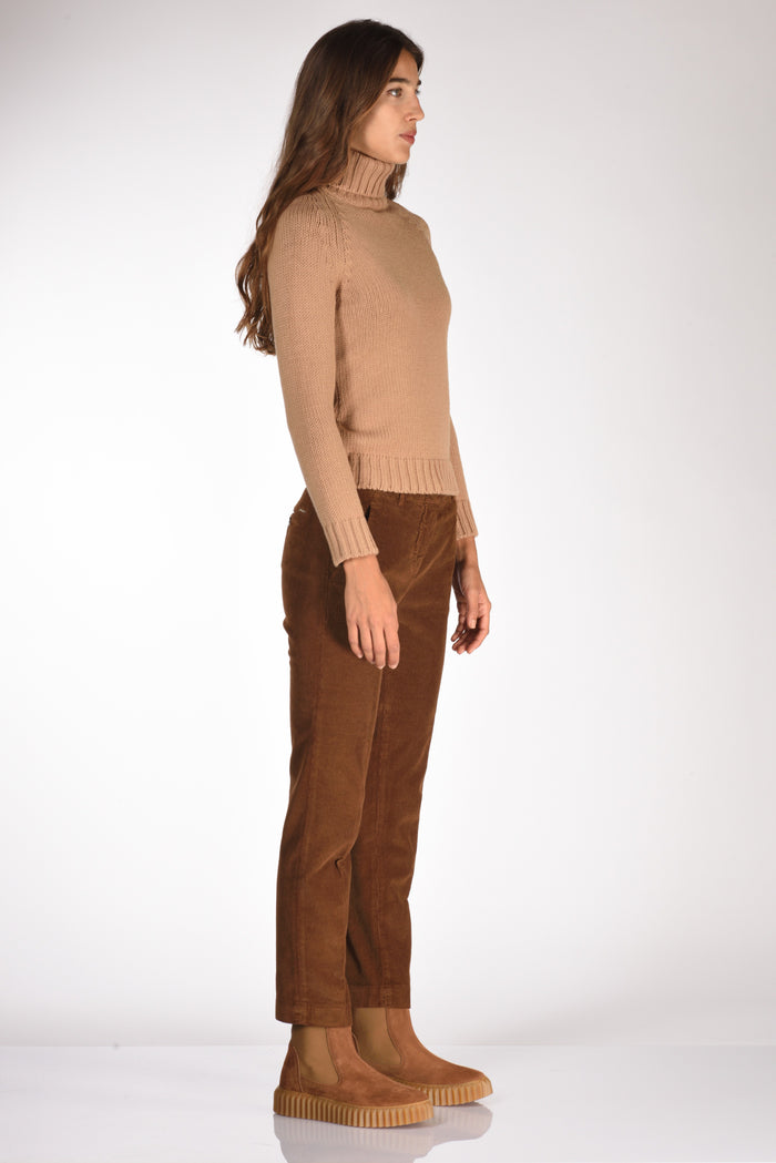 Base Milano Maglia Collo Alto Beige Donna - 4
