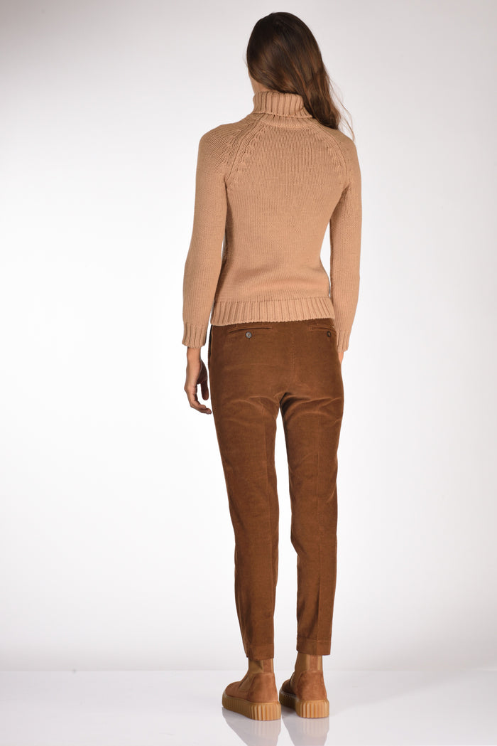 Base Milano Maglia Collo Alto Beige Donna - 5