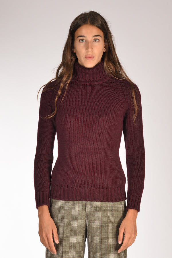 Base Milano Maglia Collo Alto Bordeaux Donna-2