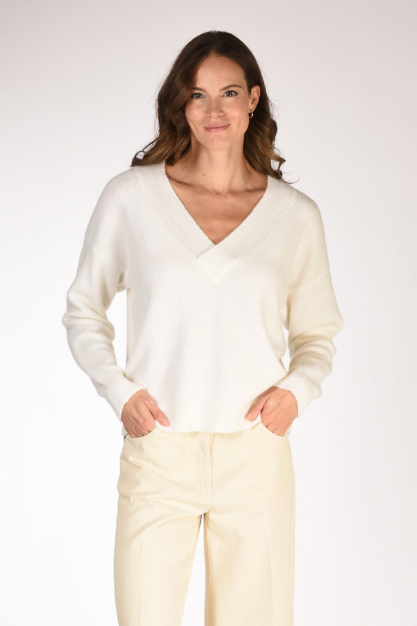 Anne Claire Maglia V Bianco Donna