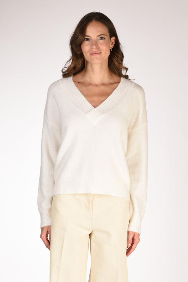 Anne Claire Maglia V Bianco Donna-2