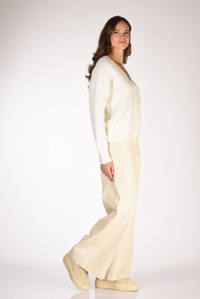 Anne Claire Maglia V Bianco Donna - 4
