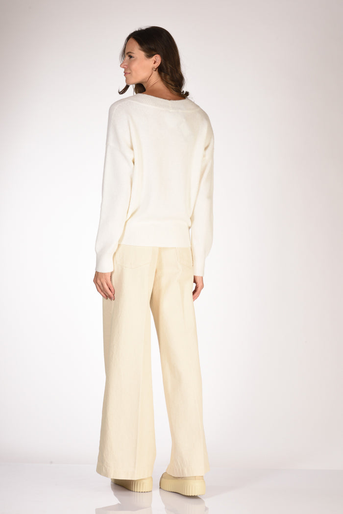 Anne Claire Maglia V Bianco Donna - 5