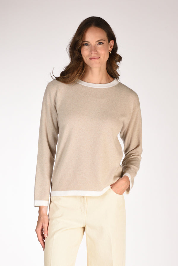 Anne Claire Maglia Girocollo Beige Donna