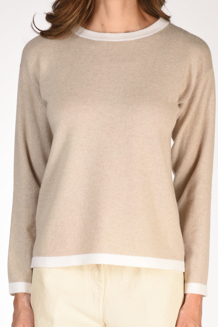 Anne Claire Maglia Girocollo Beige Donna - 3