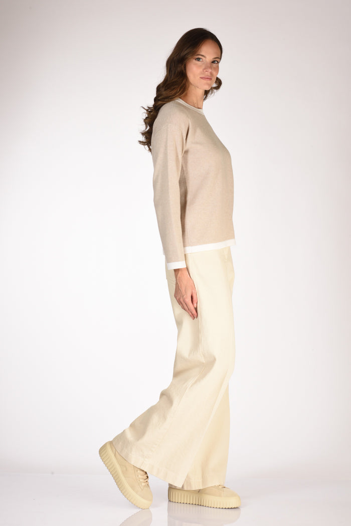 Anne Claire Maglia Girocollo Beige Donna - 4