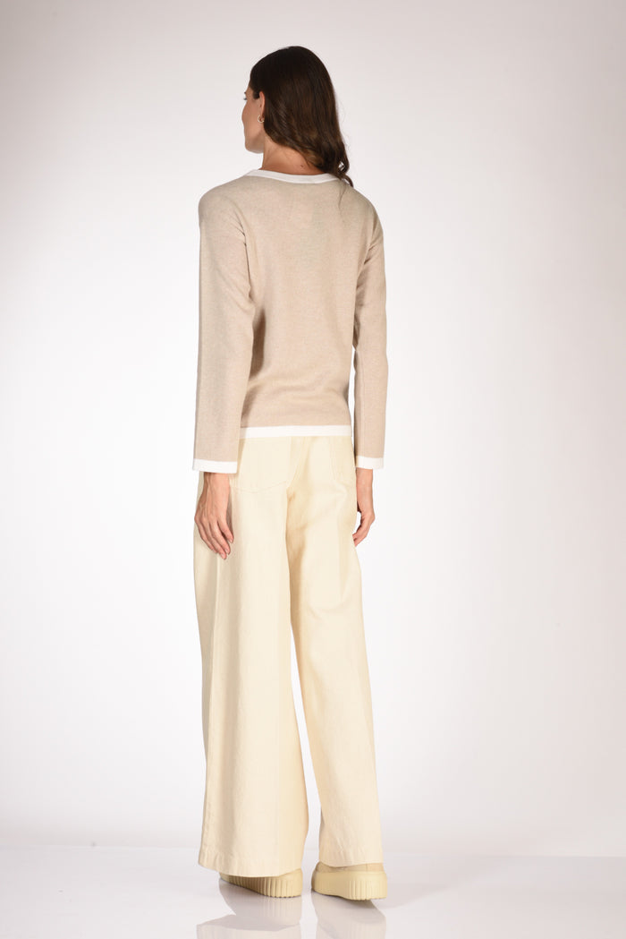 Anne Claire Maglia Girocollo Beige Donna - 5