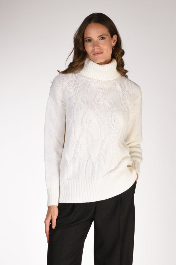 Anne Claire Maglia Collo Alto Bianco Donna