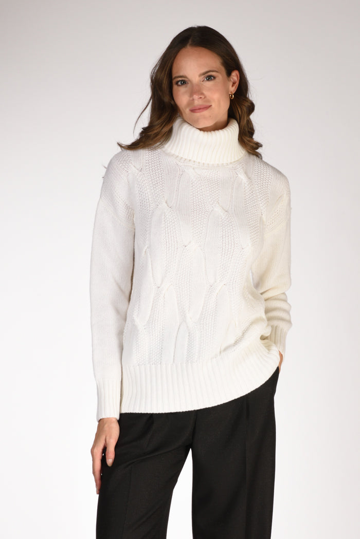 Anne Claire Maglia Collo Alto Bianco Donna - 1