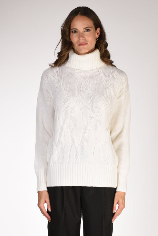 Anne Claire Maglia Collo Alto Bianco Donna-2