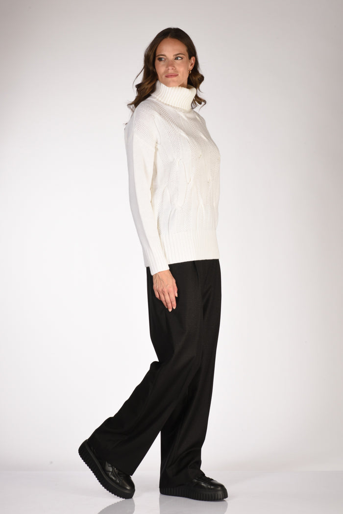 Anne Claire Maglia Collo Alto Bianco Donna - 3