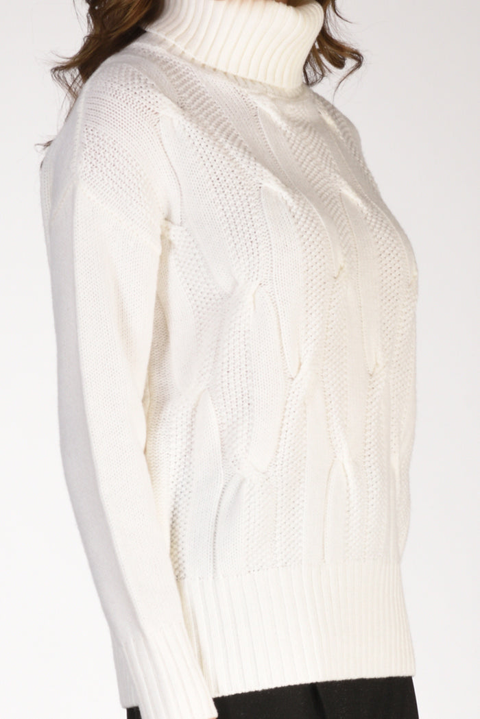 Anne Claire Maglia Collo Alto Bianco Donna - 4