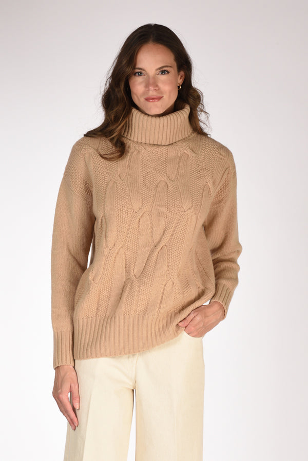 Anne Claire Maglia Collo Alto Beige Donna