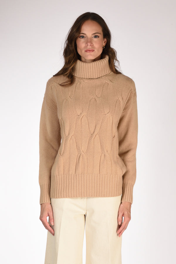 Anne Claire Maglia Collo Alto Beige Donna-2