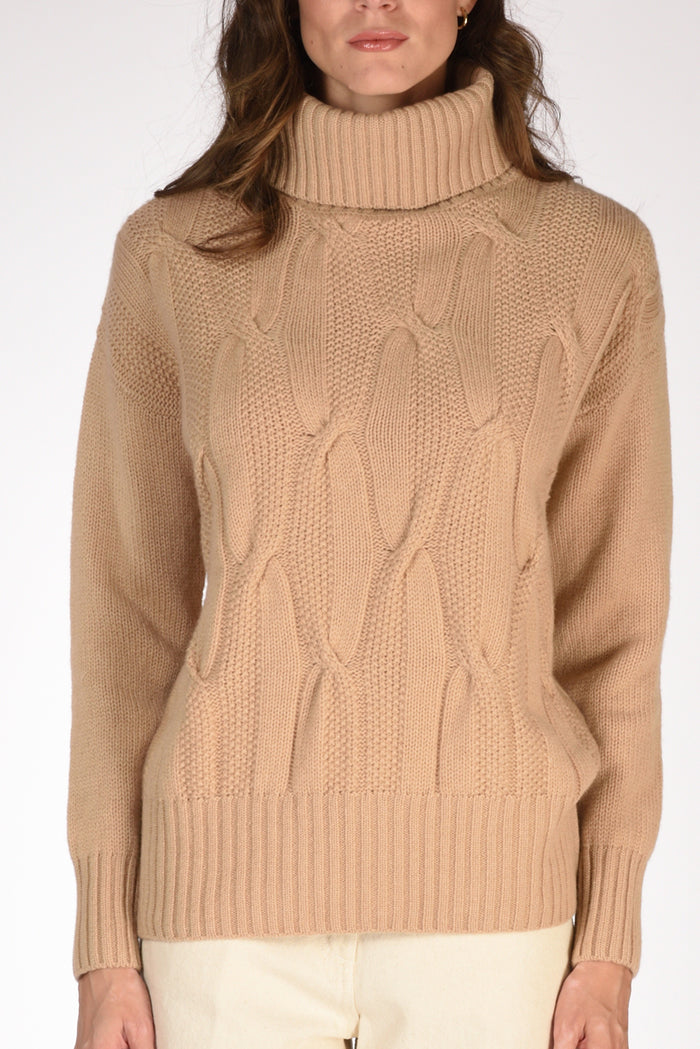 Anne Claire Maglia Collo Alto Beige Donna - 3