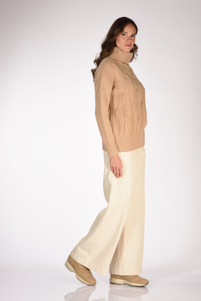 Anne Claire Maglia Collo Alto Beige Donna - 4