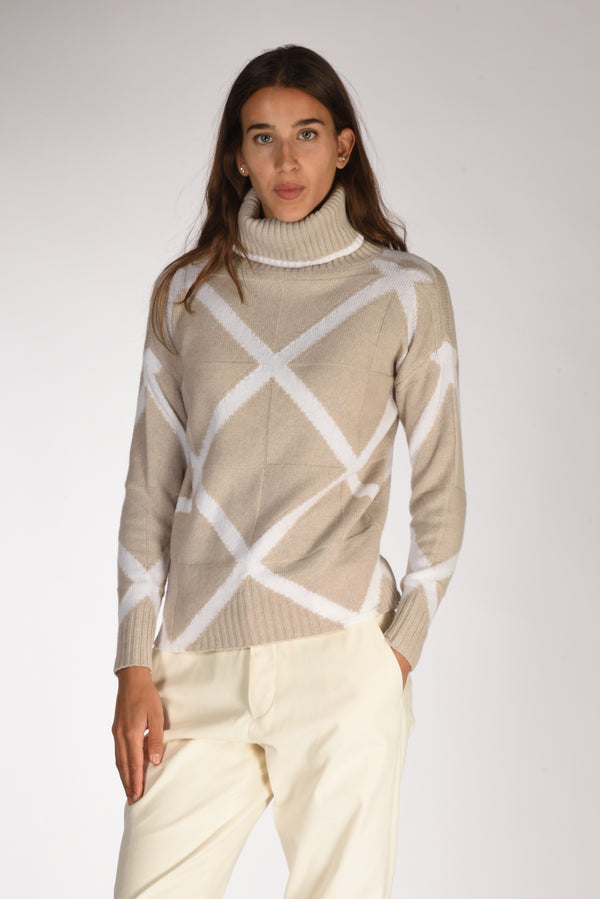 Anne Claire Maglia Collo Alto Beige Donna