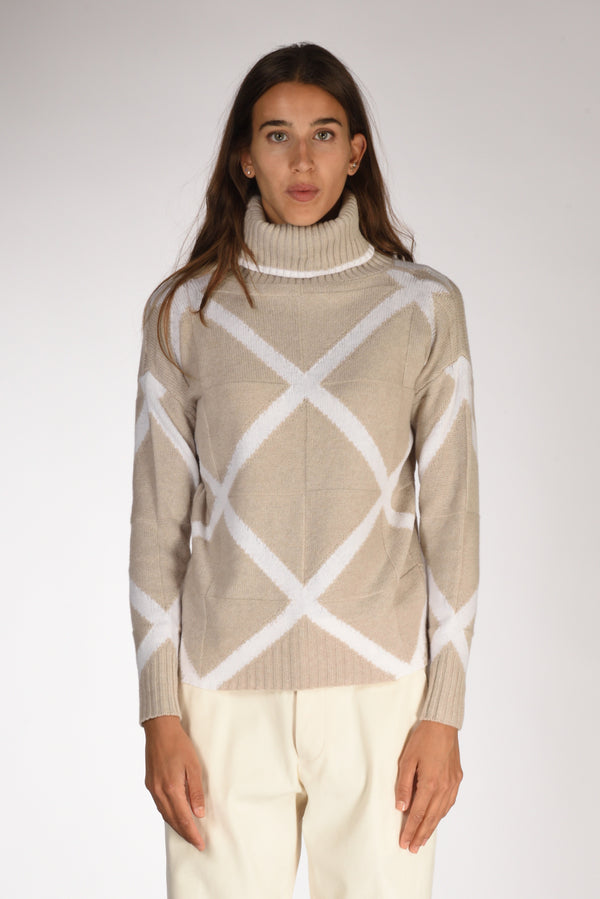 Anne Claire Maglia Collo Alto Beige Donna-2