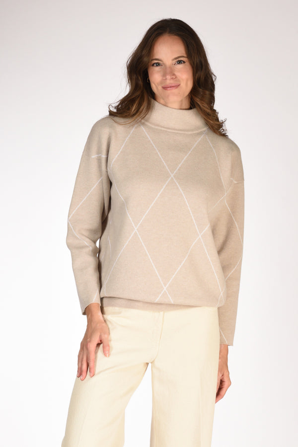 Anne Claire Maglia Cratere Beige/bianco Donna