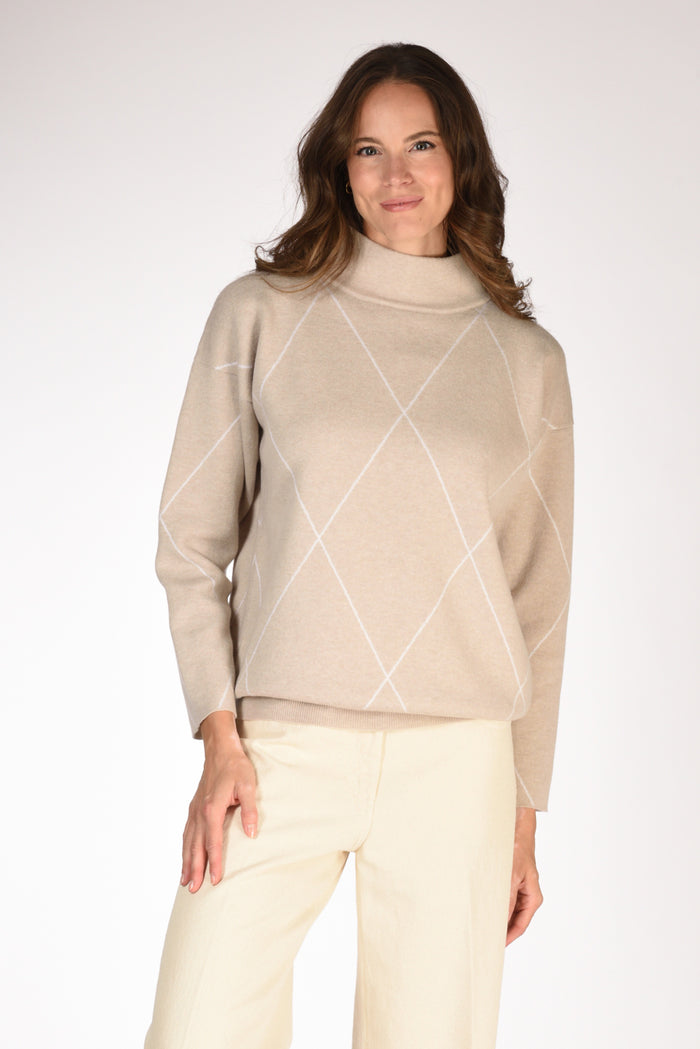 Anne Claire Maglia Cratere Beige/bianco Donna - 1
