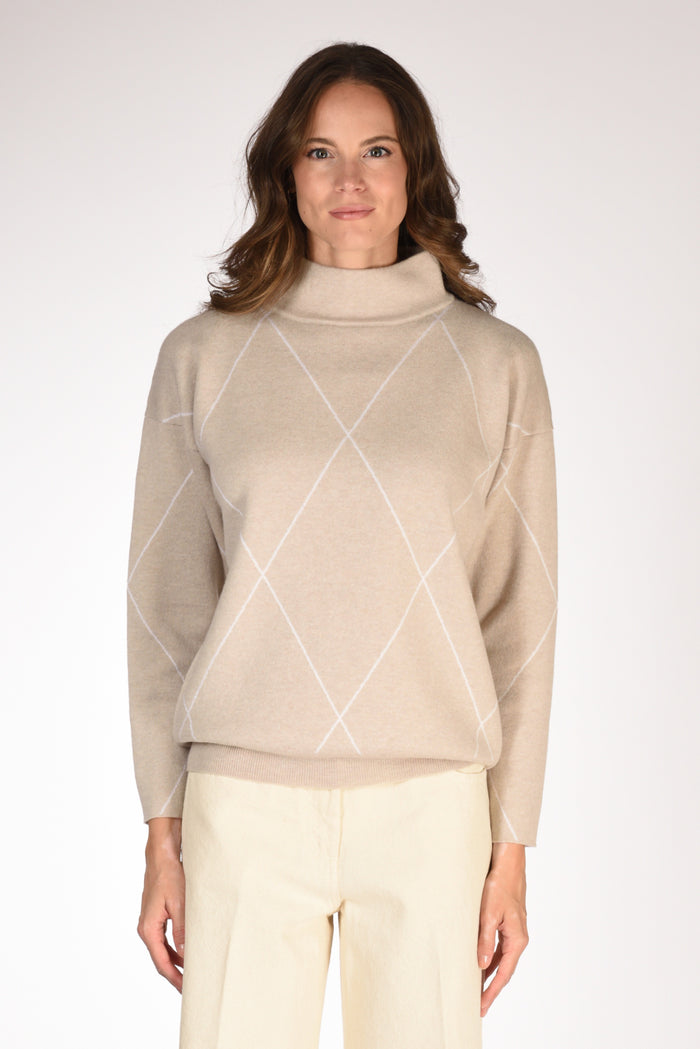 Anne Claire Maglia Cratere Beige/bianco Donna - 2