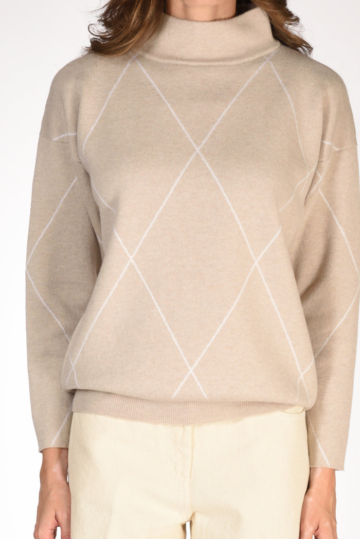 Anne Claire Maglia Cratere Beige/bianco Donna - 3