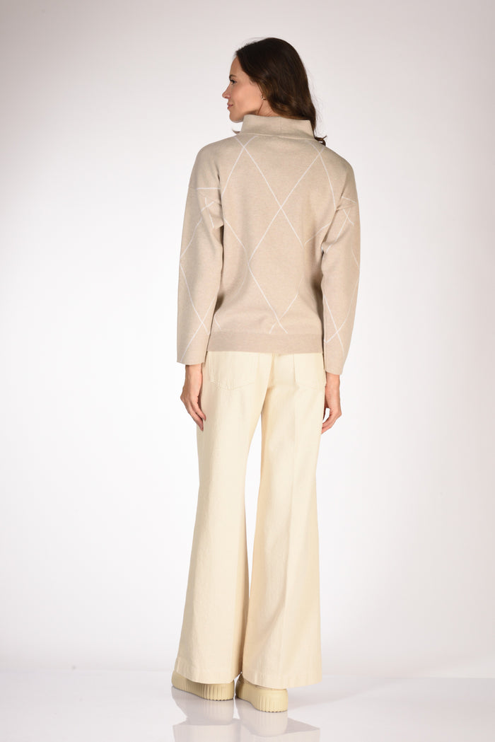 Anne Claire Maglia Cratere Beige/bianco Donna - 5