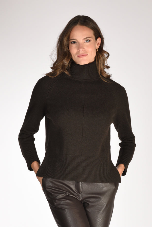 Anne Claire Maglia Collo Alto Marrone Donna