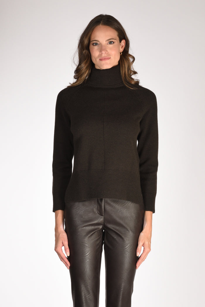 Anne Claire Maglia Collo Alto Marrone Donna - 2