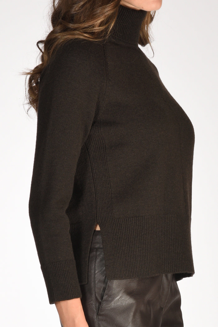 Anne Claire Maglia Collo Alto Marrone Donna - 3