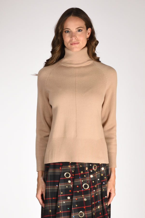 Anne Claire Maglia Collo Alto Beige Donna-2