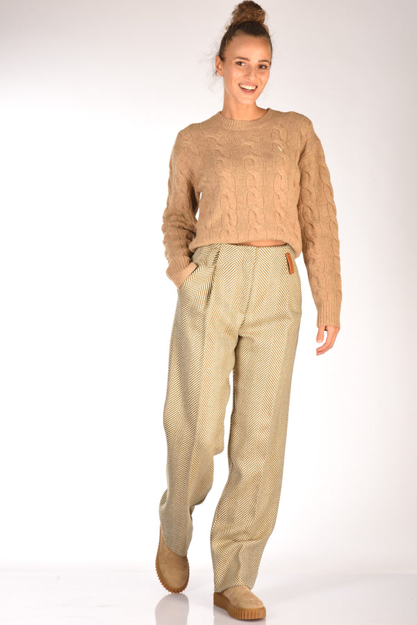 Forte Forte Pantaloni Beige/verde Donna