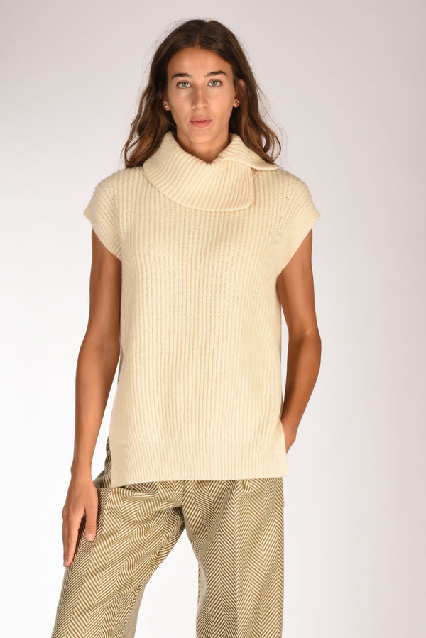 Forte Forte Gilet Maglia Bianco Naturale Donna