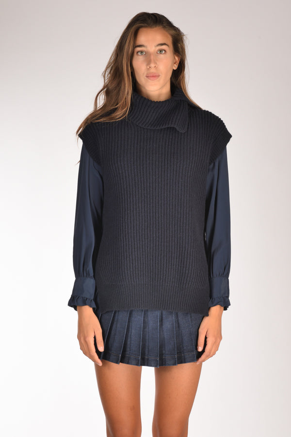 Forte Forte Gilet Maglia Blu Donna-2